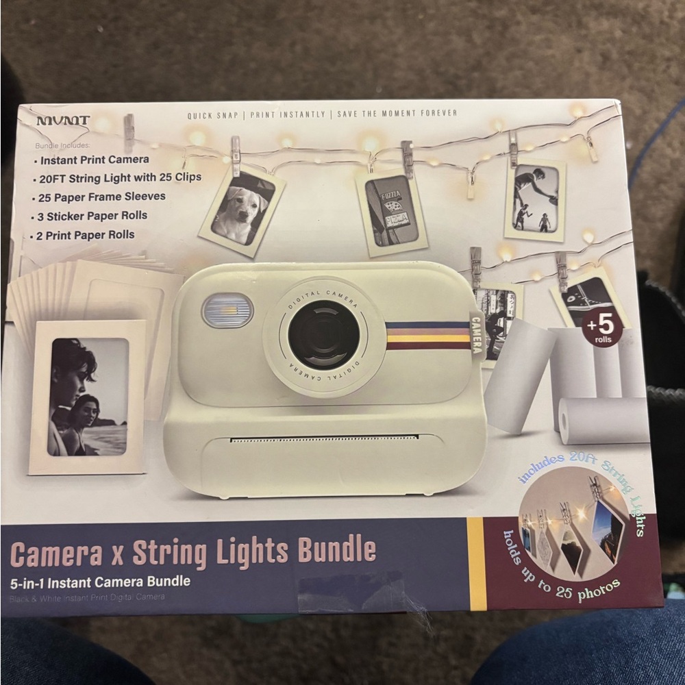 White Instant Print Camera Bundle
